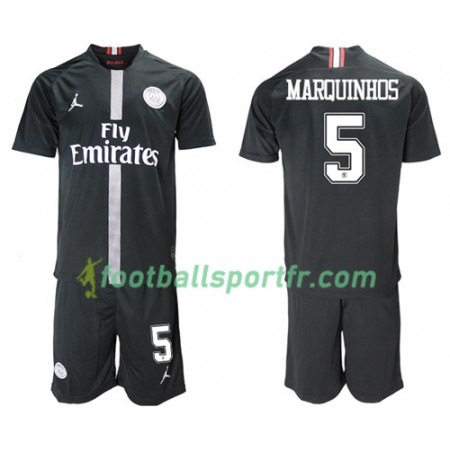 Tenue Paris Saint Germain Marquinhos 5 Jordan Noir Enfant Troisieme 2018-2019 Maillot de Foot